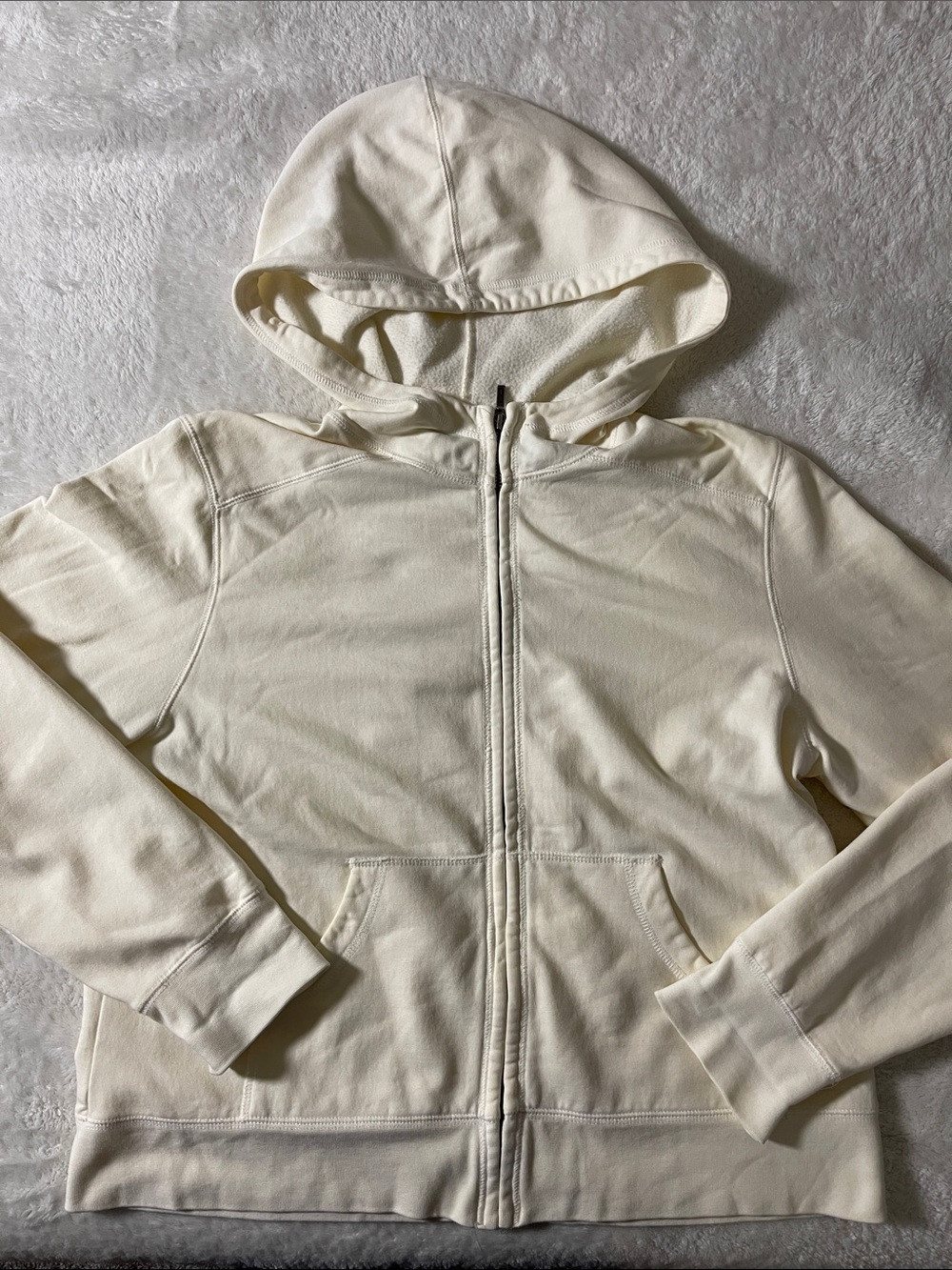 Eddie Bauer Ivory Full-Zip Hoodie -Medium